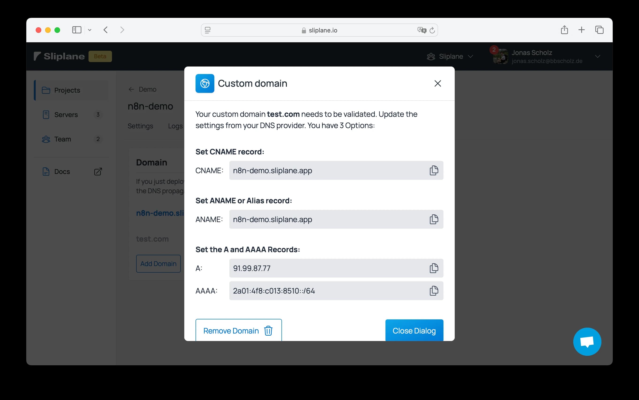 Cloudflare DNS record configuration